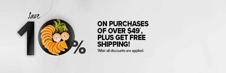 Save 10% and Free Shipping on orders over $49.